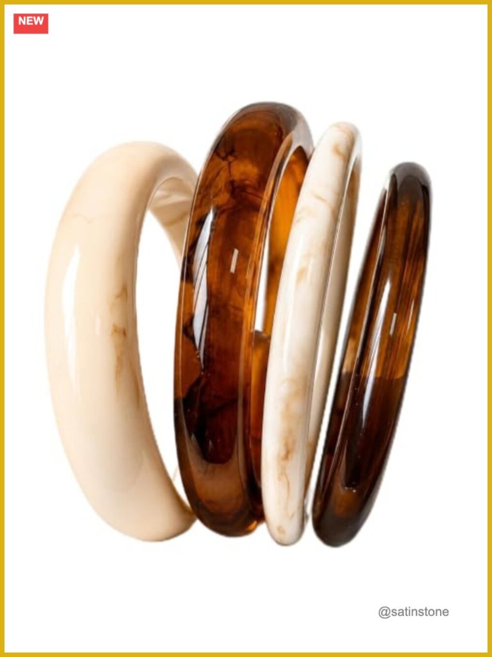 Acrylic Resin Bangle Bracelet Set Chunky Stackable Mixed Width